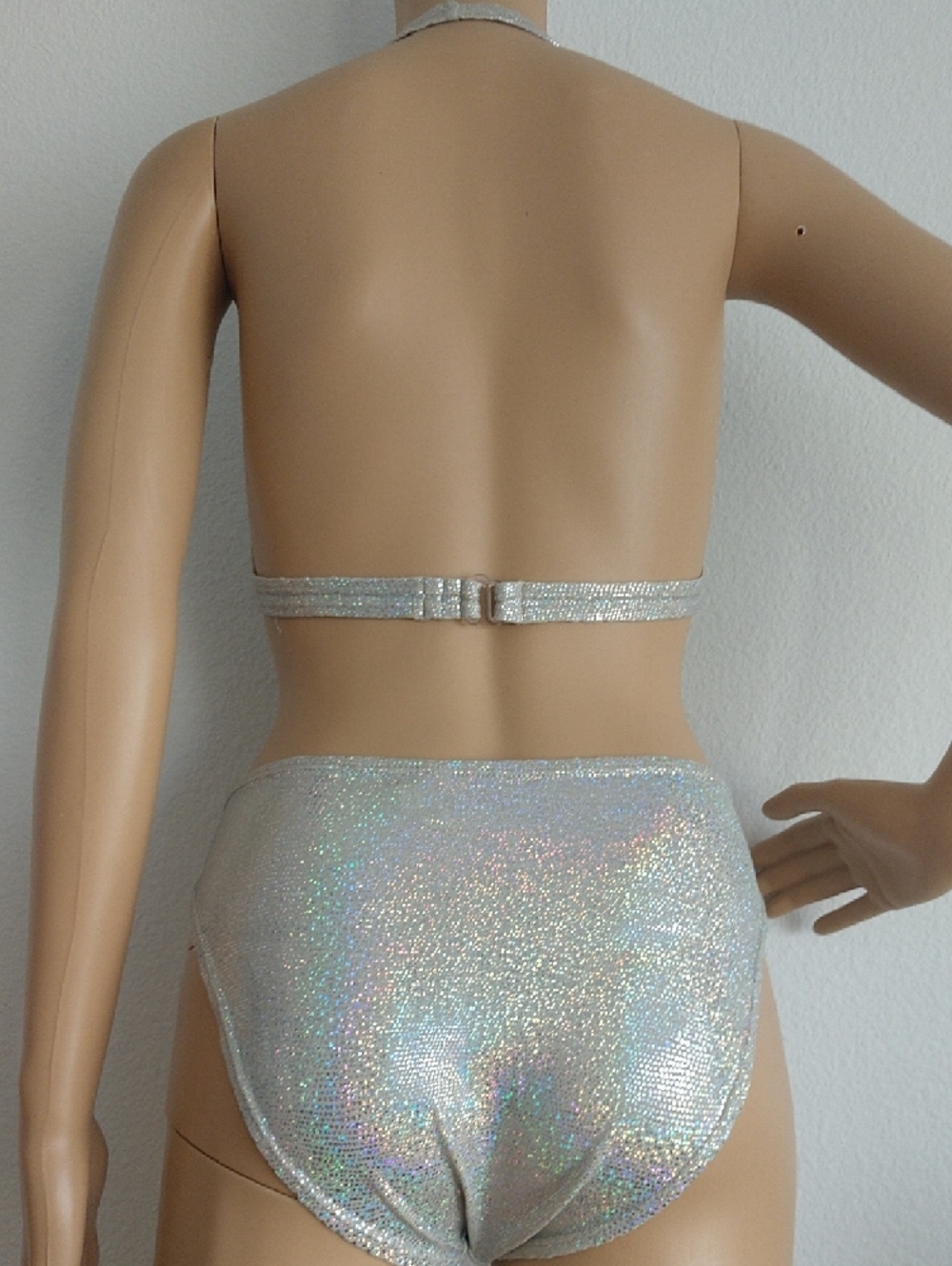 Sun Streak Holographic Silver Twist Halter Bikini Set - Women Swim - Picture 2 of 3